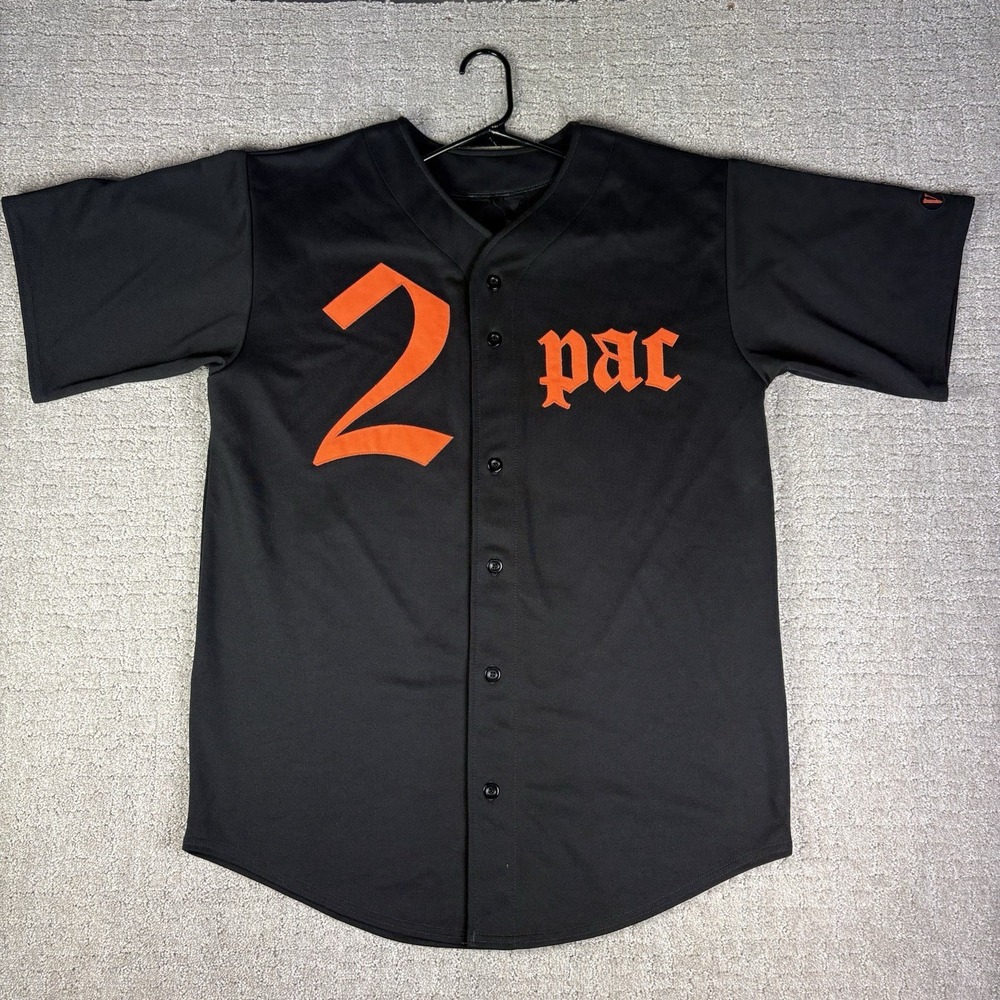 VLONE x Tupac 2Pac Baseball Jersey Black Orange Size XL Rare Limited Edition